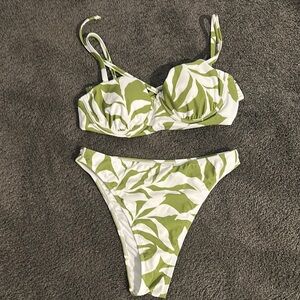 Leaf Print Green Bikini Set